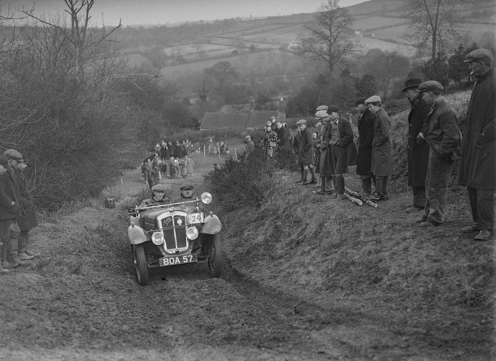 Detail of Austin 7 Grasshopper of WH Scriven competing in the MG Car Club Midland Centre Trial, 1938 by Bill Brunell