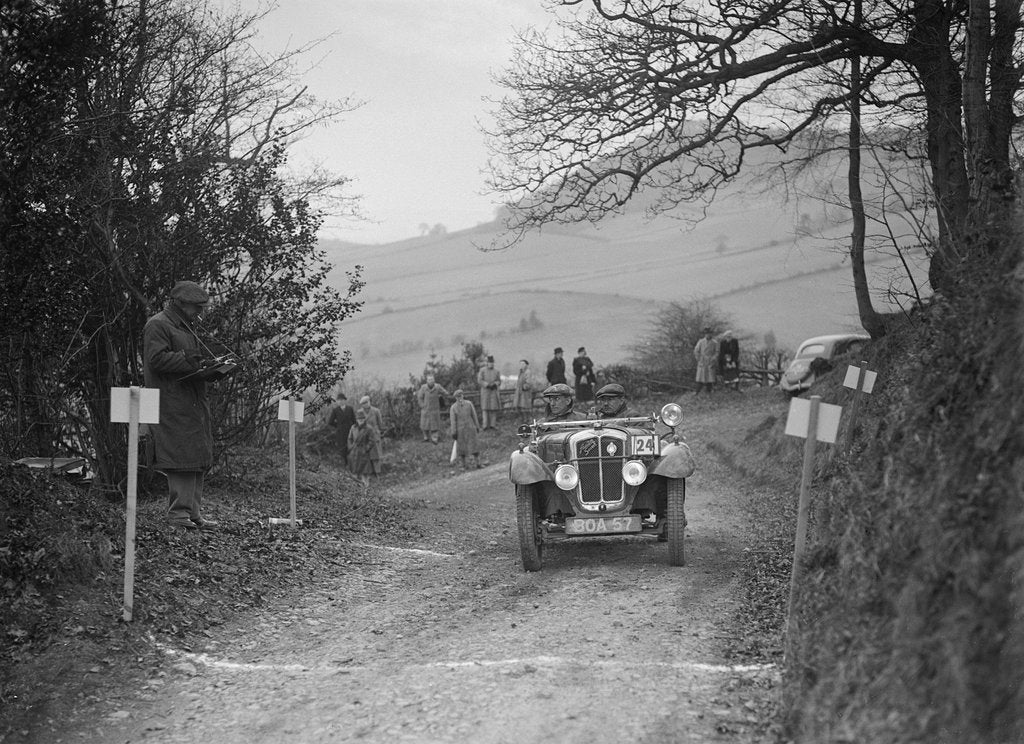 Detail of Austin 7 Grasshopper of WH Scriven competing in the MG Car Club Midland Centre Trial, 1938 by Bill Brunell
