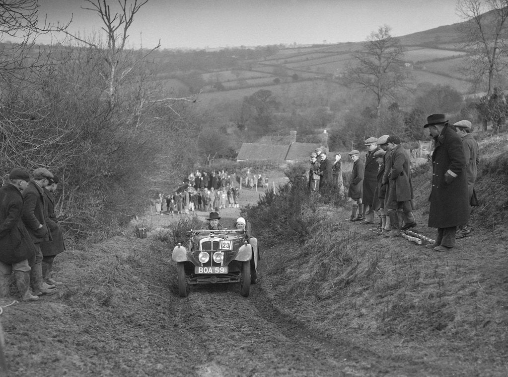 Detail of Austin 7 Grasshopper of Alf Langley competing at the MG Car Club Midland Centre Trial, 1938 by Bill Brunell
