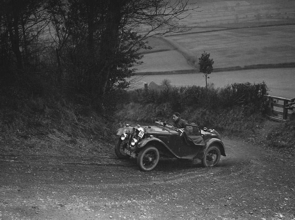 Detail of Austin 7 Grasshopper of CD Buckley competing at the MG Car Club Midland Centre Trial, 1938 by Bill Brunell