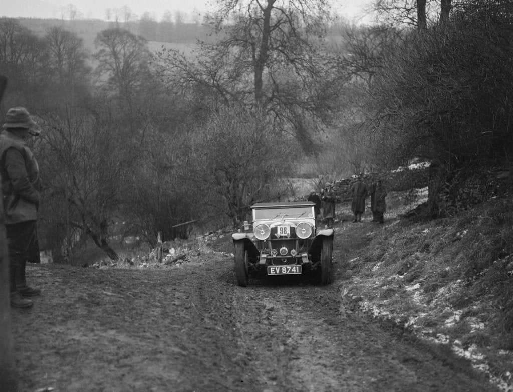 Detail of Alvis Silver Eagle of EW Bass competing in the Sunbac Colmore Trial, Gloucestershire, 1933 by Bill Brunell