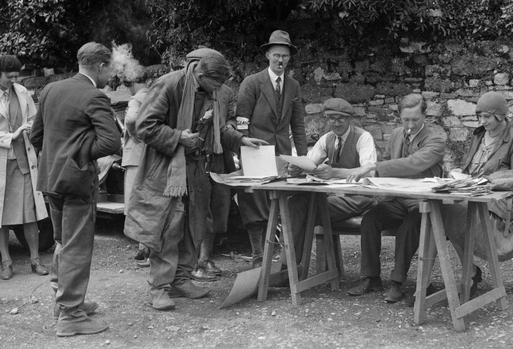Detail of Brighton  and Hove Motor Club Brighton-Beer Trial, Countess Wear Hotel, Exeter, Devon, 1930 by Bill Brunell