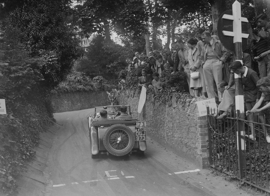 Detail of MG TA of CG Gibbs competing in the MCC Torquay Rally, 1938 by Bill Brunell