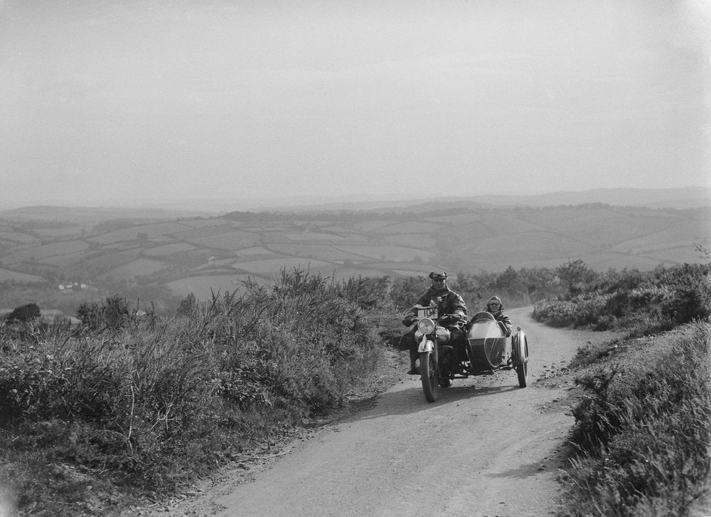 Detail of Brough Superior and sidecar of FW Stevenson competing in the MCC Torquay Rally, 1938 by Bill Brunell