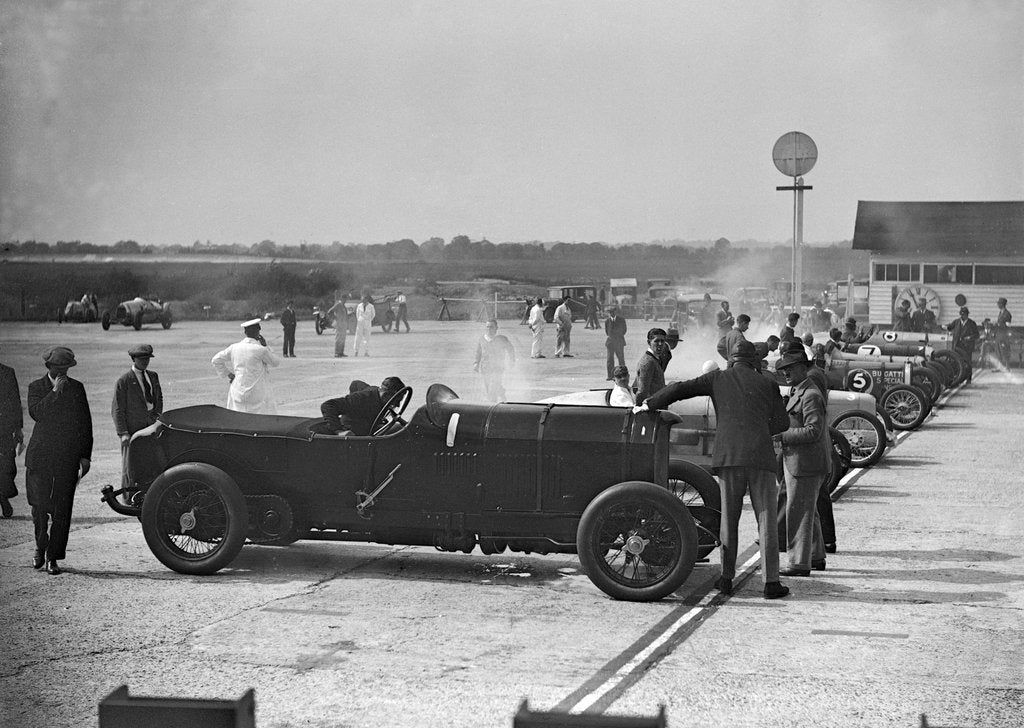 Detail of 21.5 litre Benz of GK Clowes at a Surbiton Motor Club race meeting, Brooklands, Surrey, 1928 by Bill Brunell