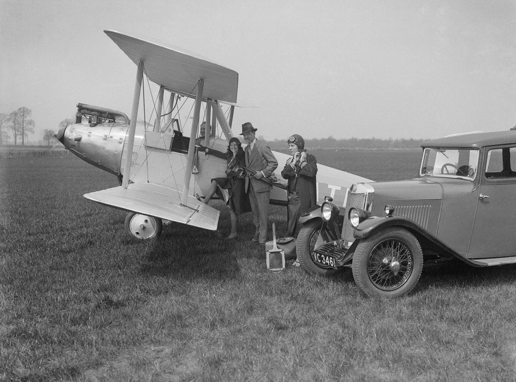 Detail of Lea-Francis V type saloon and Blackburn Bluebird aeroplane, c1930 by Bill Brunell