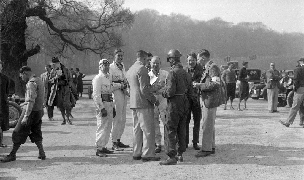 Detail of Motor racing meeting at Donington Park, Leicestershire, late 1930s by Bill Brunell