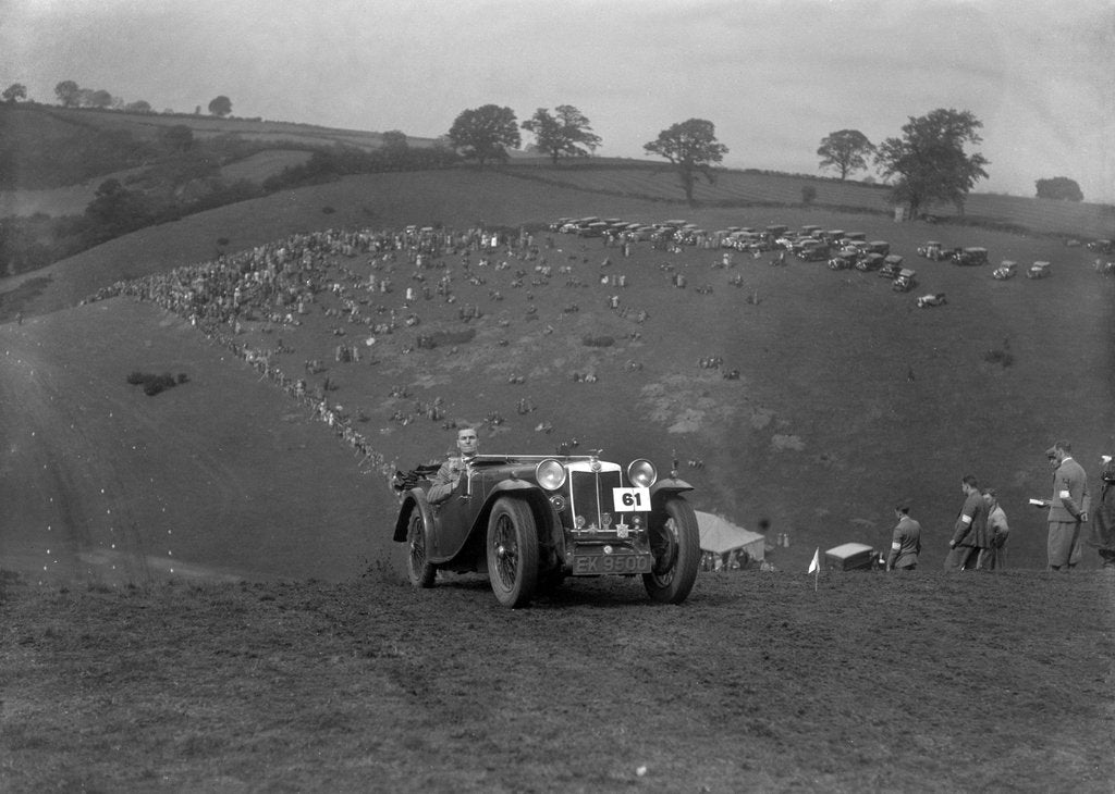 Detail of MG Magnette competing in the MG Car Club Rushmere Hillclimb, Shropshire, 1935 by Bill Brunell