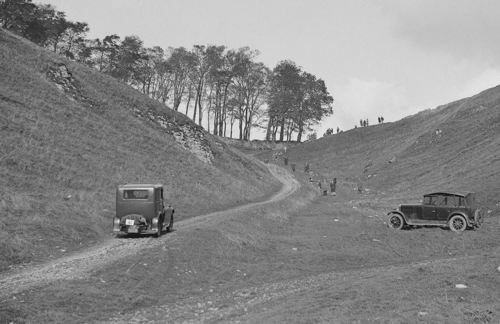 Detail of Morris Minor of A Harper competing in the MCC Sporting Trial, Litton Slack, Derbyshire, 1930 by Bill Brunell