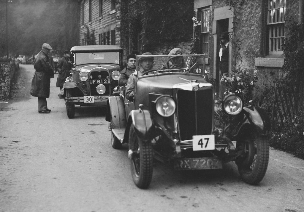 Detail of MG 18/80 of CF Dobson and Ford Model A of EAL Midgley at the MCC Sporting Trial, 1930 by Bill Brunell
