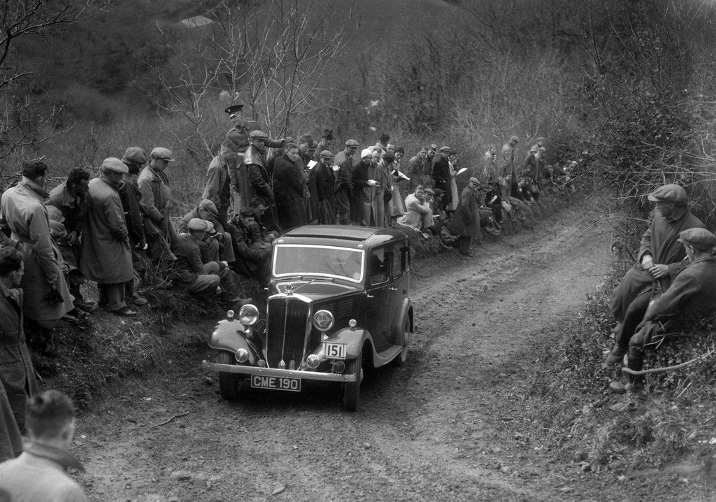 Detail of Standard of J Torrome competing in the MCC Lands End Trial, 1935 by Bill Brunell