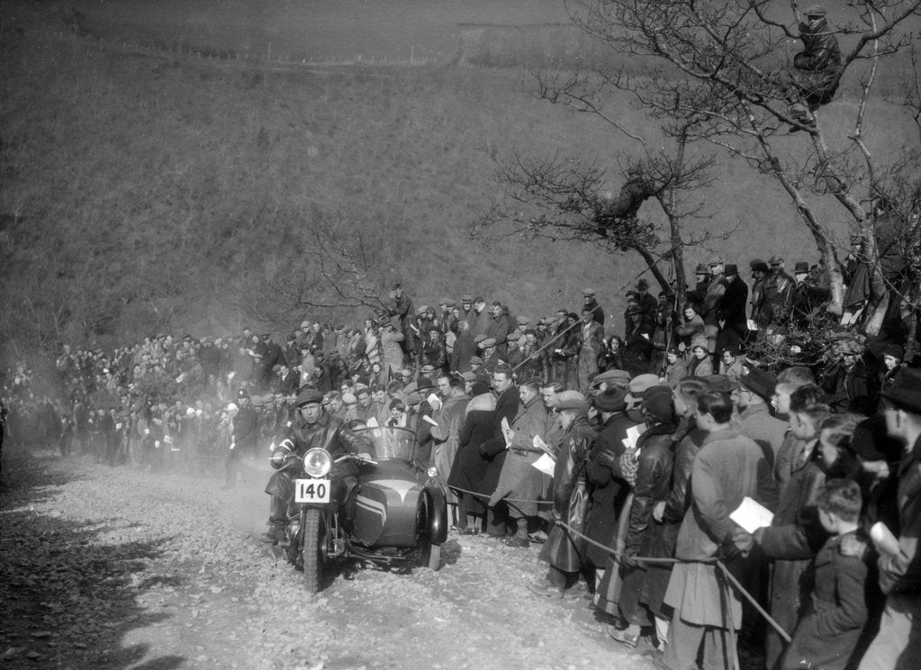Detail of 748 cc BSA and sidecar of HJ Finden at the MCC Lands End Trial, Beggars Roost, Devon, 1936 by Bill Brunell