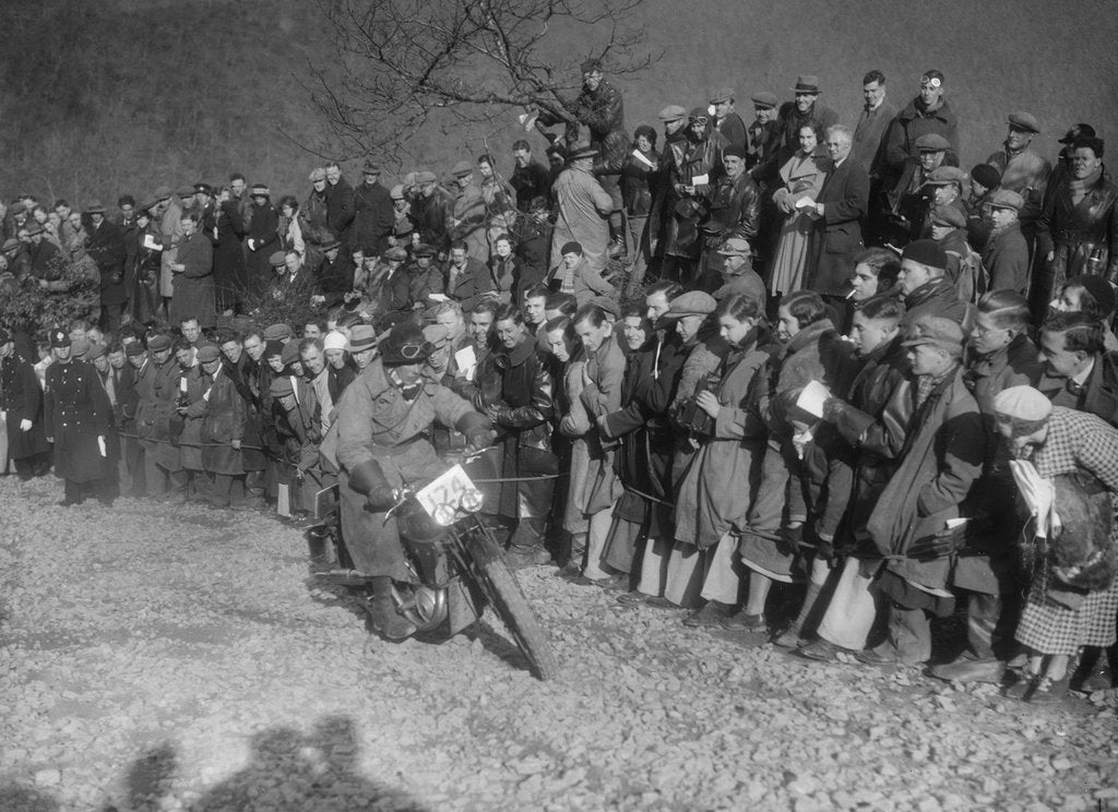 Detail of 172 cc SOS of RWH Hole competing in the MCC Lands End Trial, Beggars Roost, Devon, 1936 by Bill Brunell