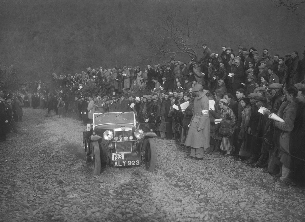 Detail of MG J2 of WH Edwards competing in the MCC Lands End Trial, Beggars Roost, Devon, 1936 by Bill Brunell