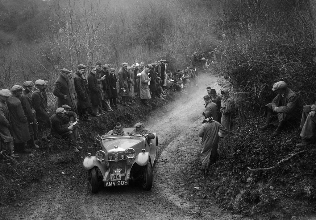 Detail of Riley Lynx open 4-seater of VNG Seeney competing in the MCC Lands End Trial, 1935 by Bill Brunell