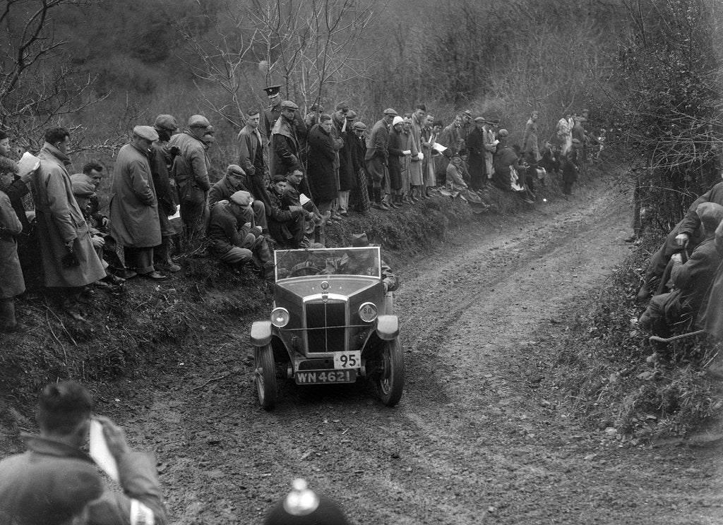 Detail of Morris Minor open 2-seater of HH Porter-Hargreaves competing in the MCC Lands End Trial, 1935 by Bill Brunell