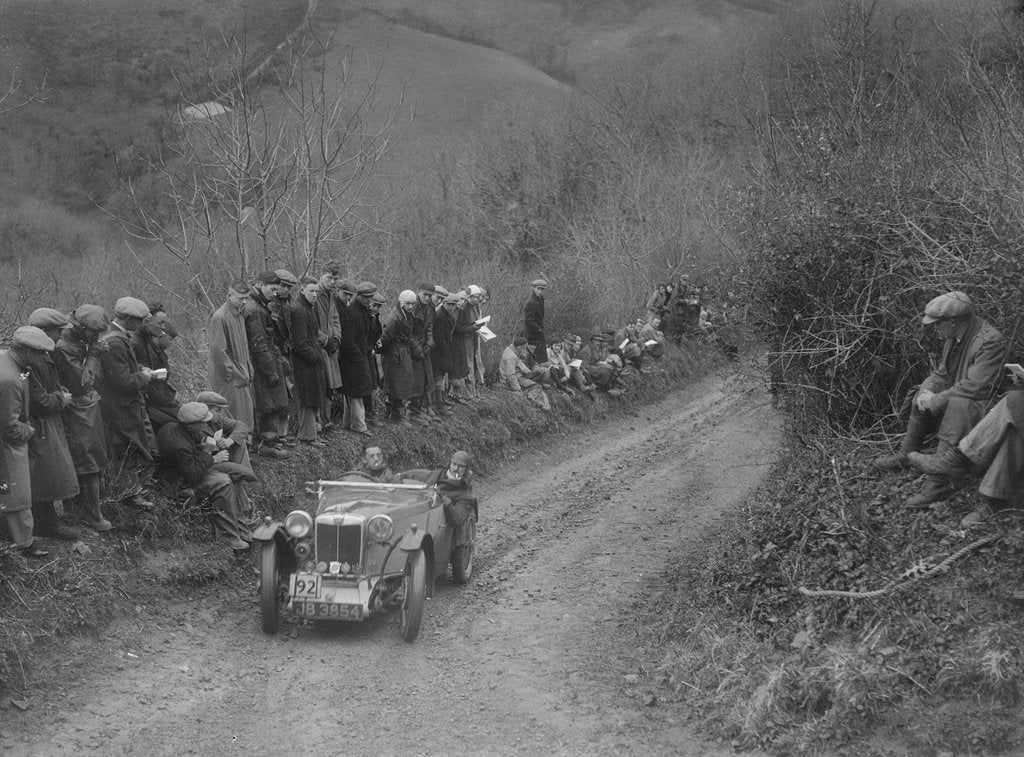 Detail of MG PA of Jack Bastock of the Cream Cracker Team competing in the MCC Lands End Trial, 1935 by Bill Brunell