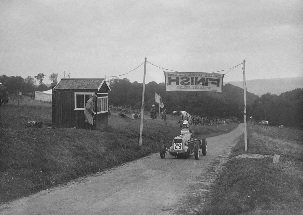 Detail of MG racing single-seater at the finish of the Shelsley Walsh Hillclimb, Worcestershire, 1935 by Bill Brunell