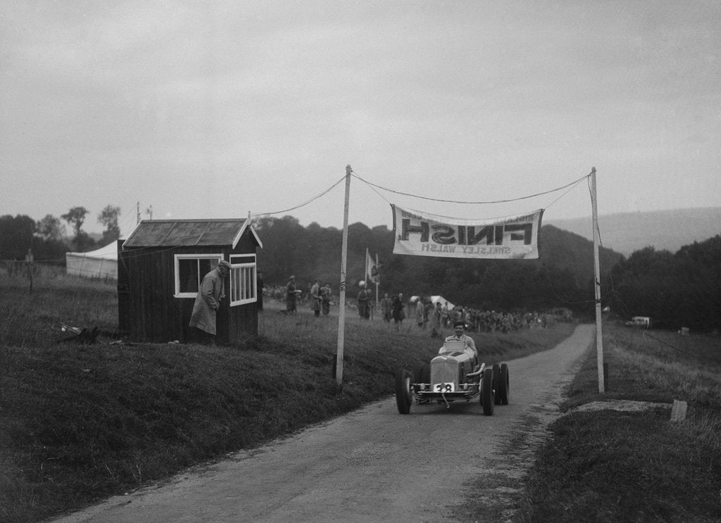 Detail of ERA of Raymond Mays at the finishing line of the Shelsley Walsh Hillclimb, Worcestershire, 1935 by Bill Brunell