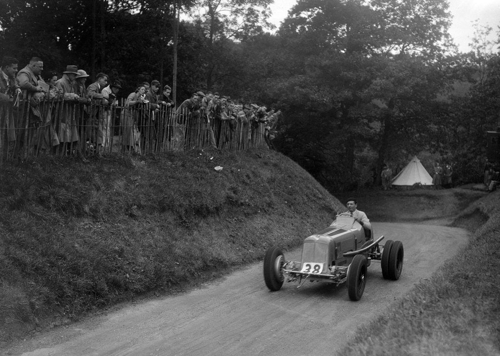 Detail of ERA of Raymond Mays competing in the Shelsley Walsh Hillclimb, Worcestershire, 1935 by Bill Brunell