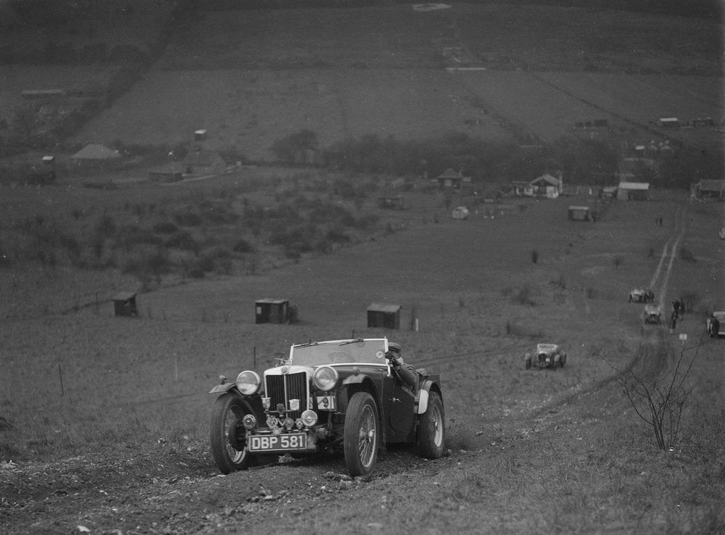 Detail of MG TA competing in the London Motor Club Coventry Cup Trial, Knatts Hill, Kent, 1938 by Bill Brunell