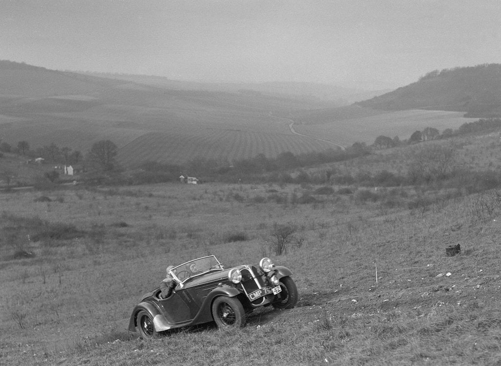 Detail of Frazer-Nash BMW 319 competing in the London Motor Club Coventry Cup Trial, Knatts Hill, Kent, 1938 by Bill Brunell