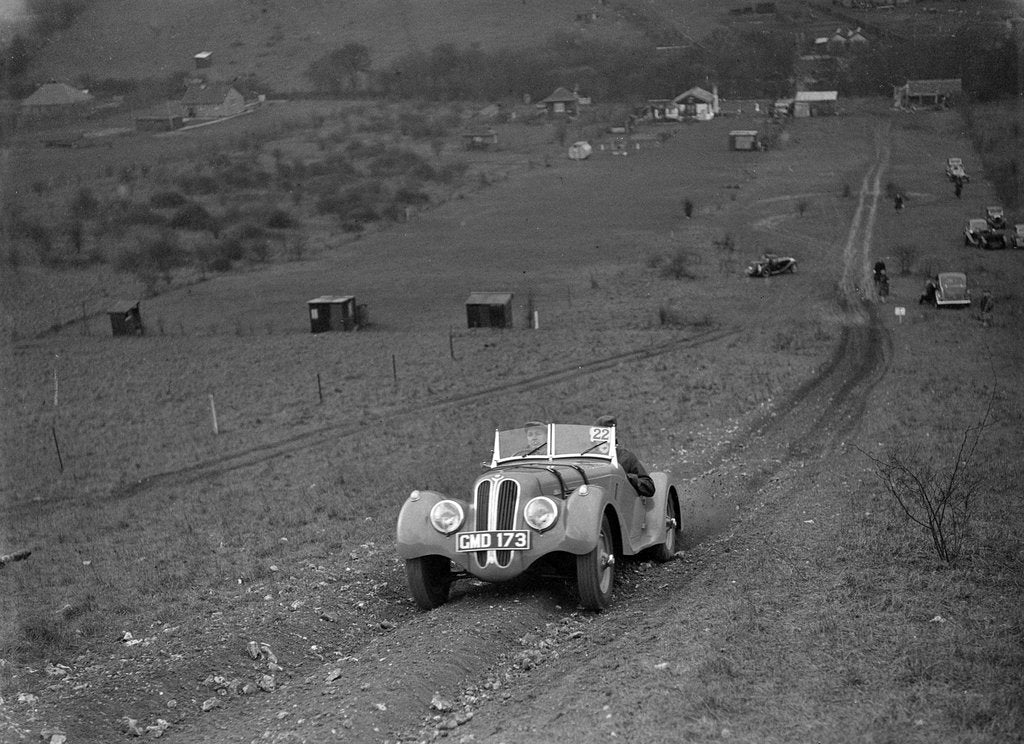Detail of Frazer-Nash BMW 328 of H Wood at the London Motor Club Coventry Cup Trial, Knatts Hill, Kent, 1938 by Bill Brunell