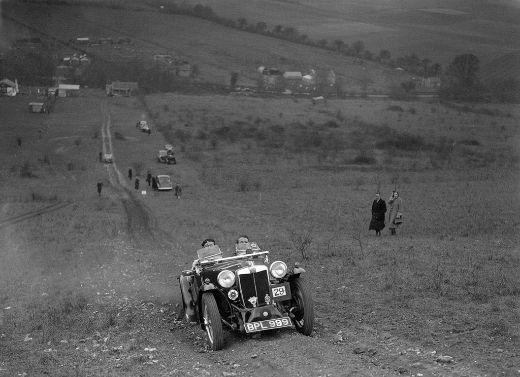 Detail of MG PA competing in the London Motor Club Coventry Cup Trial, Knatts Hill, Kent, 1938 by Bill Brunell