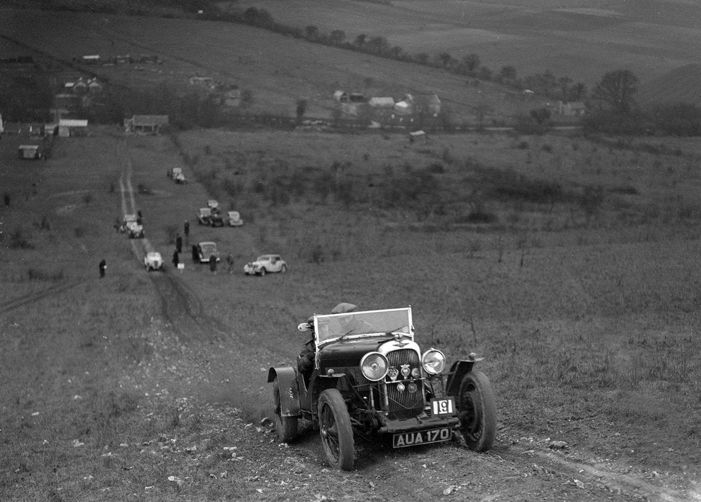 Detail of Lagonda Rapier competing in the London Motor Club Coventry Cup Trial, Knatts Hill, Kent, 1938 by Bill Brunell