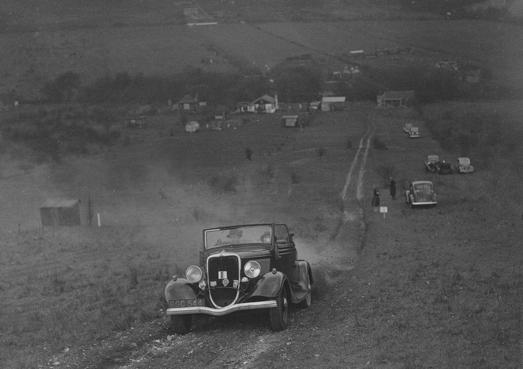 Detail of Ford V8 competing in the London Motor Club Coventry Cup Trial, Knatts Hill, Kent, 1938 by Bill Brunell