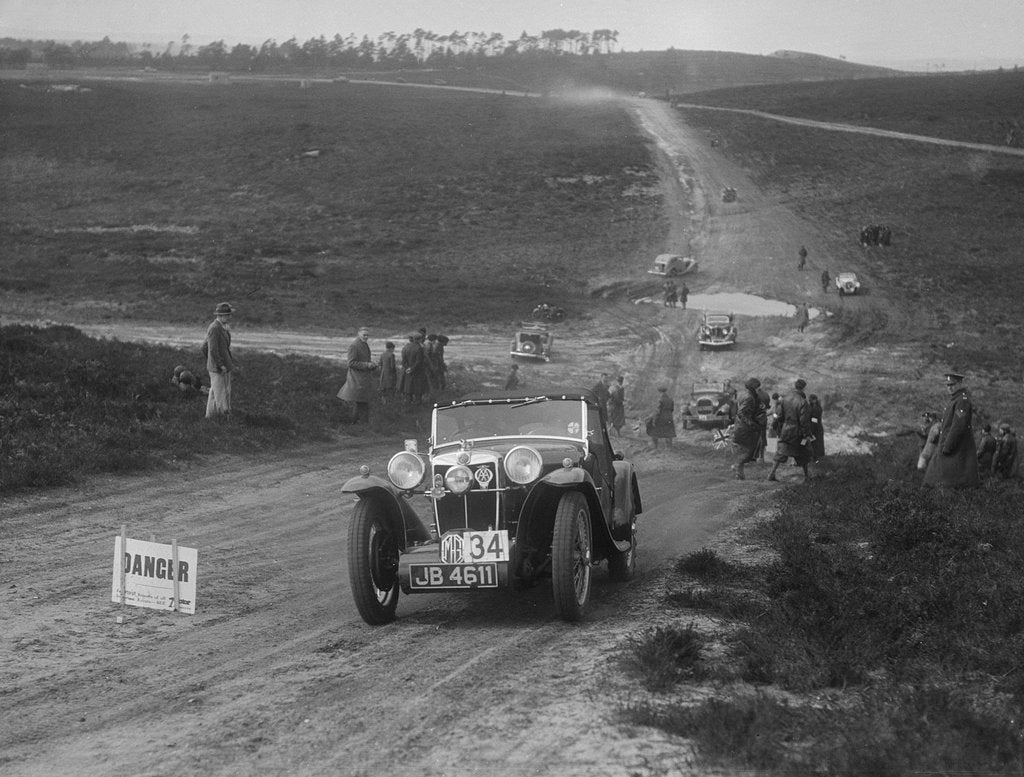 Detail of MG PA competing in a motoring trial, Bagshot Heath, Surrey, 1930s by Bill Brunell