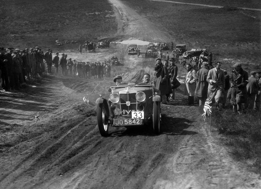 Detail of 1932 MG J2 competing in a motoring trial, Bagshot Heath, Surrey, 1930s by Bill Brunell