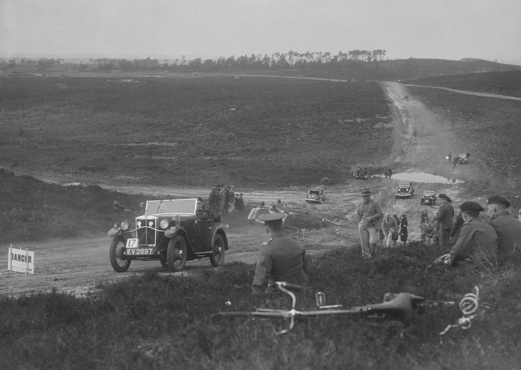 Detail of 1931 Morris Minor open 2-seater competing in a motoring trial, Bagshot Heath, Surrey, 1930s by Bill Brunell