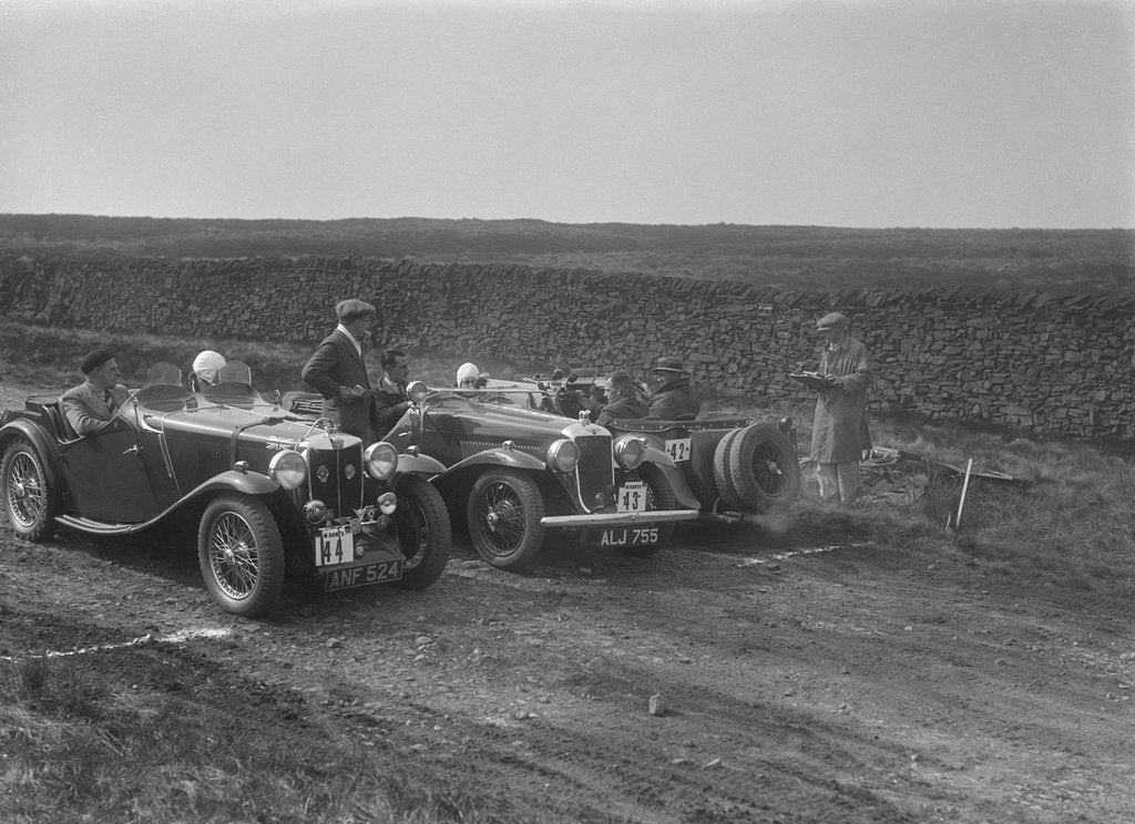 Detail of Two MG Magnettes and a Hillman Aero Minx at the Sunbac Inter-Club Team Trial, 1935 by Bill Brunell