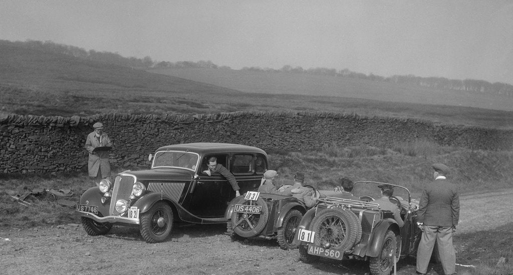 Detail of Singer Le Mans, Ford V8 and MG J2 at the Sunbac Inter-Club Team Trial, 1935 by Bill Brunell