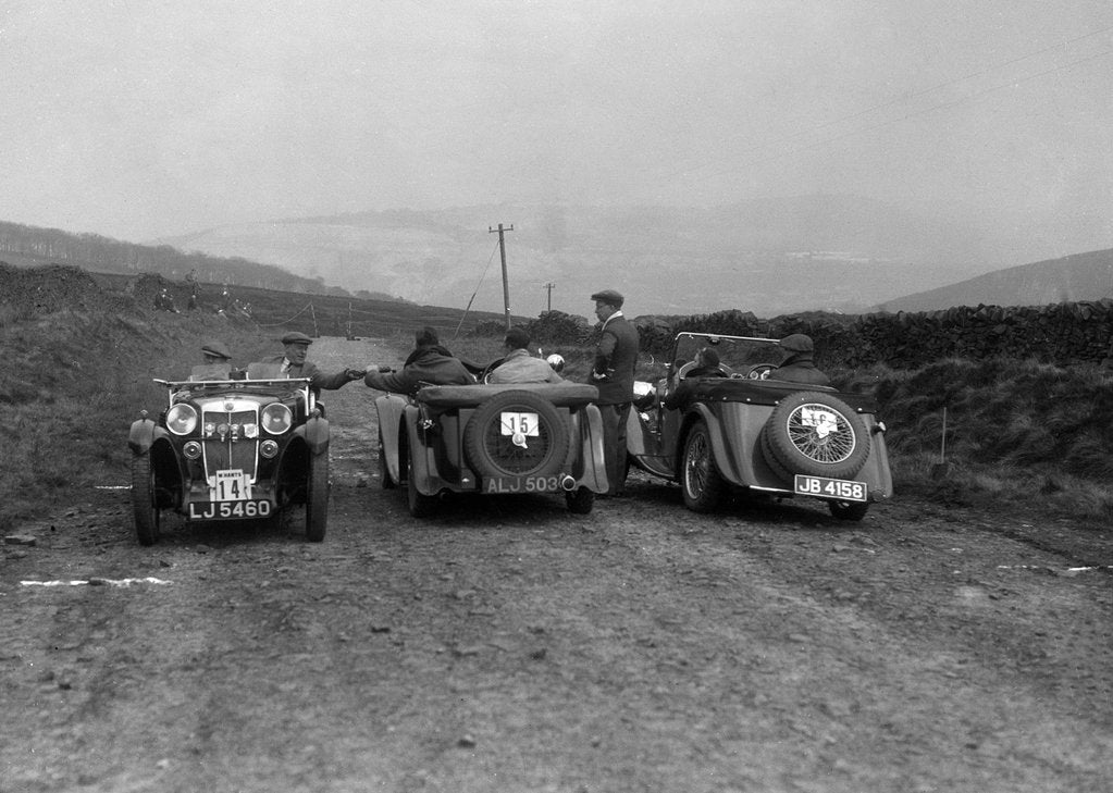 Detail of MG F type, Wolseley Hornet and MG Magnette at the Sunbac Inter-Club Team Trial, 1935 by Bill Brunell