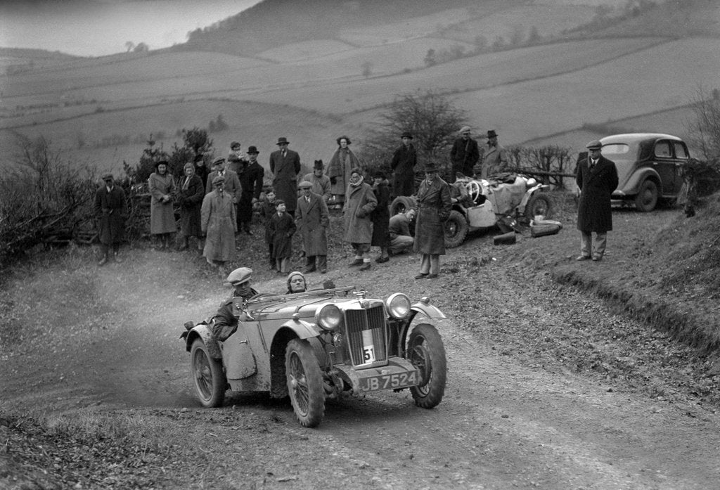 Detail of MG PB of EJ Haesendonck of the Cream Cracker Team at the MG Car Club Midland Centre Trial, 1938 by Bill Brunell