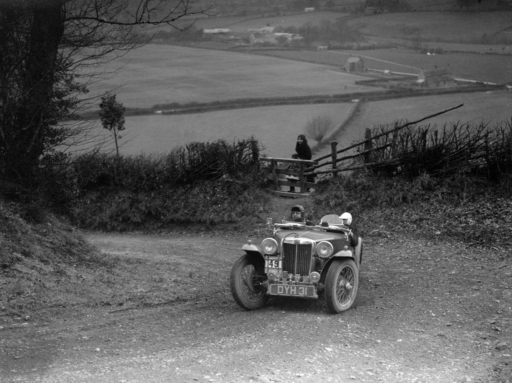 Detail of MG TA of JF Kingham competing in the MG Car Club Midland Centre Trial, 1938 by Bill Brunell