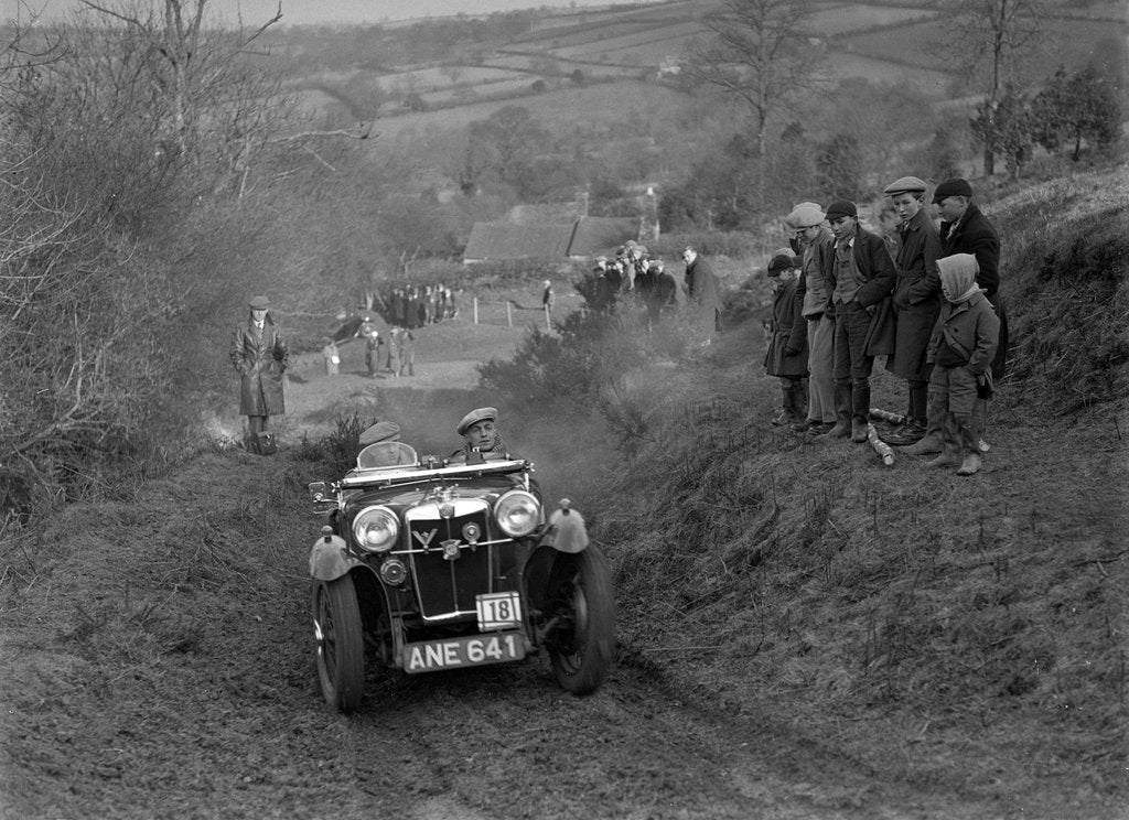 Detail of MG PA of JH Clent competing in the MG Car Club Midland Centre Trial, 1938 by Bill Brunell