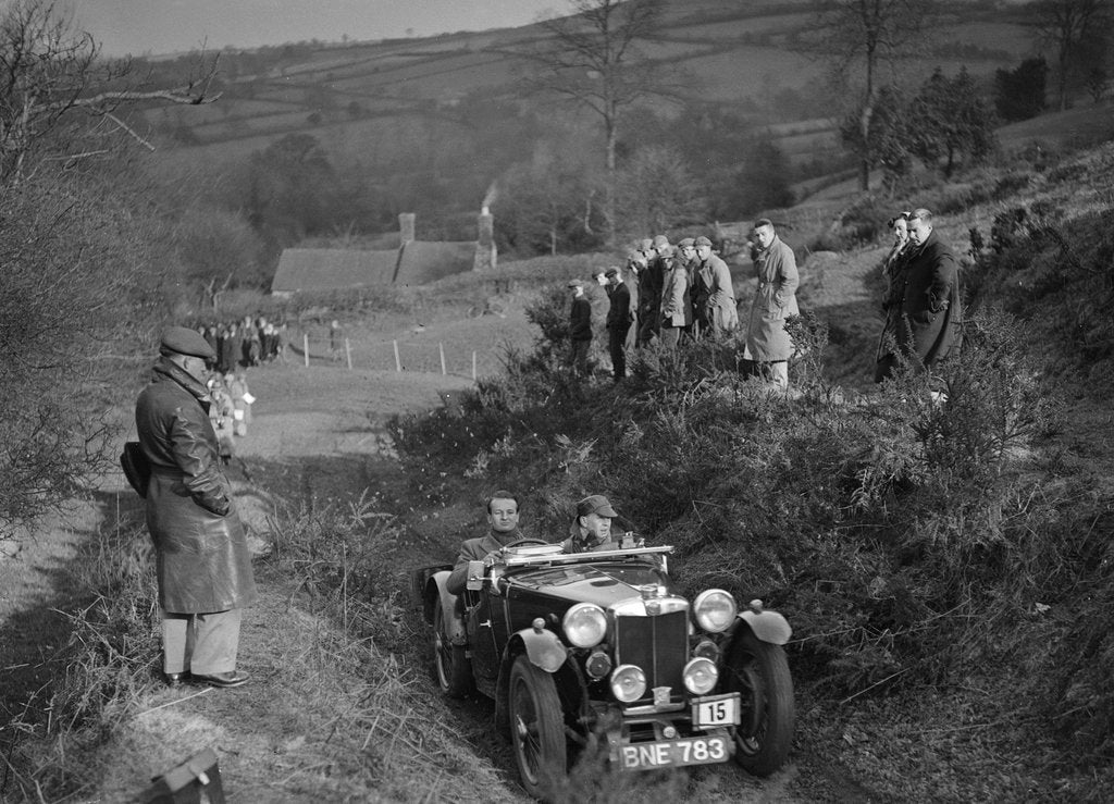 Detail of MG PA of G Tyrer competing in the MG Car Club Midland Centre Trial, 1938 by Bill Brunell