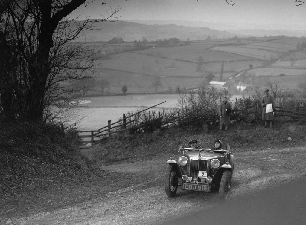 Detail of MG TA of JL Lutwyche competing in the MG Car Club Midland Centre Trial, 1938 by Bill Brunell