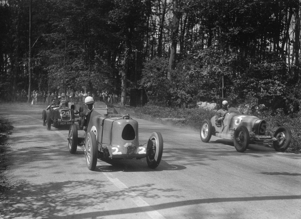 Detail of MG Magnette, Bugatti Type 37A and Alta, Donington Park Race Meeting, Leicestershire, 1935 by Bill Brunell