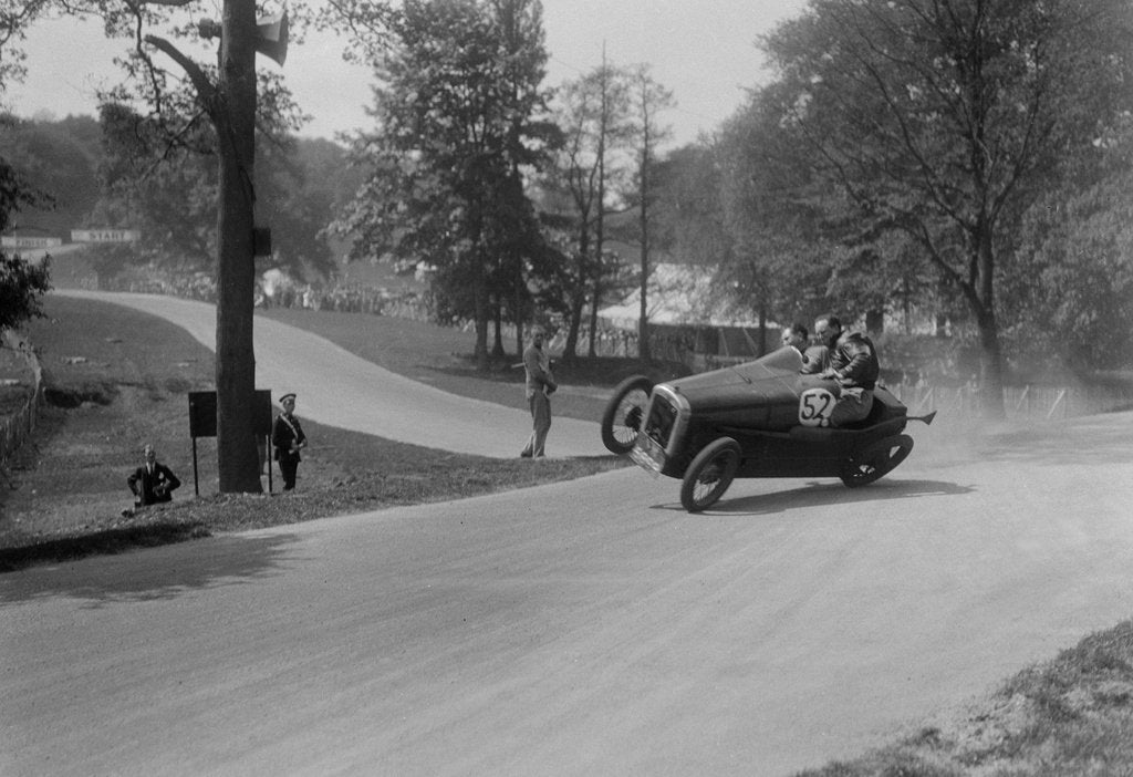Detail of Austin 7 of B Sparrow about to crash, Donington Park Race Meeting, Leicestershire, 1933 by Bill Brunell