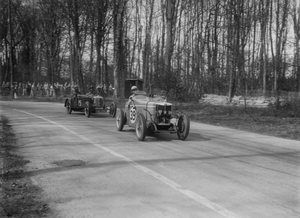 Detail of MG Magnette leading a Frazer-Nash Shelsley at Donington Park, Leicestershire, 1930s by Bill Brunell