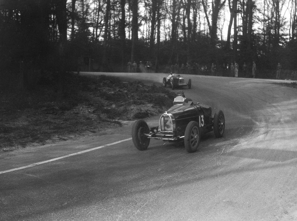Detail of Bugatti Type 35B of Jock Leith leading a Riley Brooklands at Donington Park, Leicestershire, 1935 by Bill Brunell