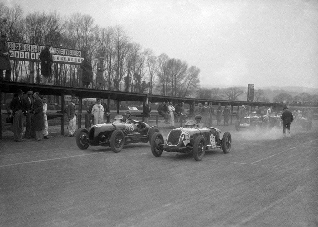 Detail of Riley and Alta racing at Donington Park, Leicestershire, c1930s by Bill Brunell