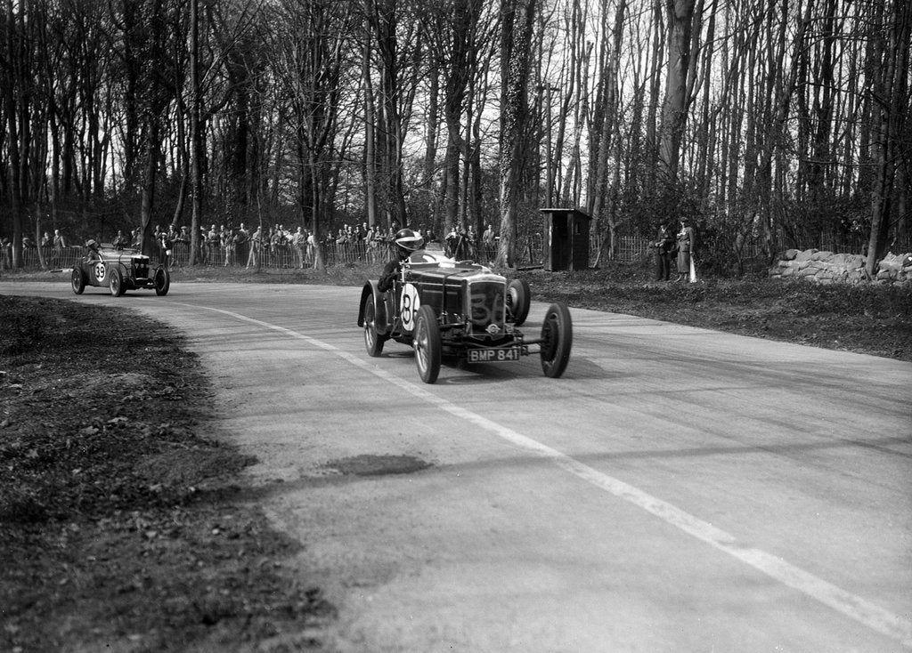 Detail of Frazer-Nash Byfleet II leading an MG at Donington Park, Leicestershire, 1935 by Bill Brunell
