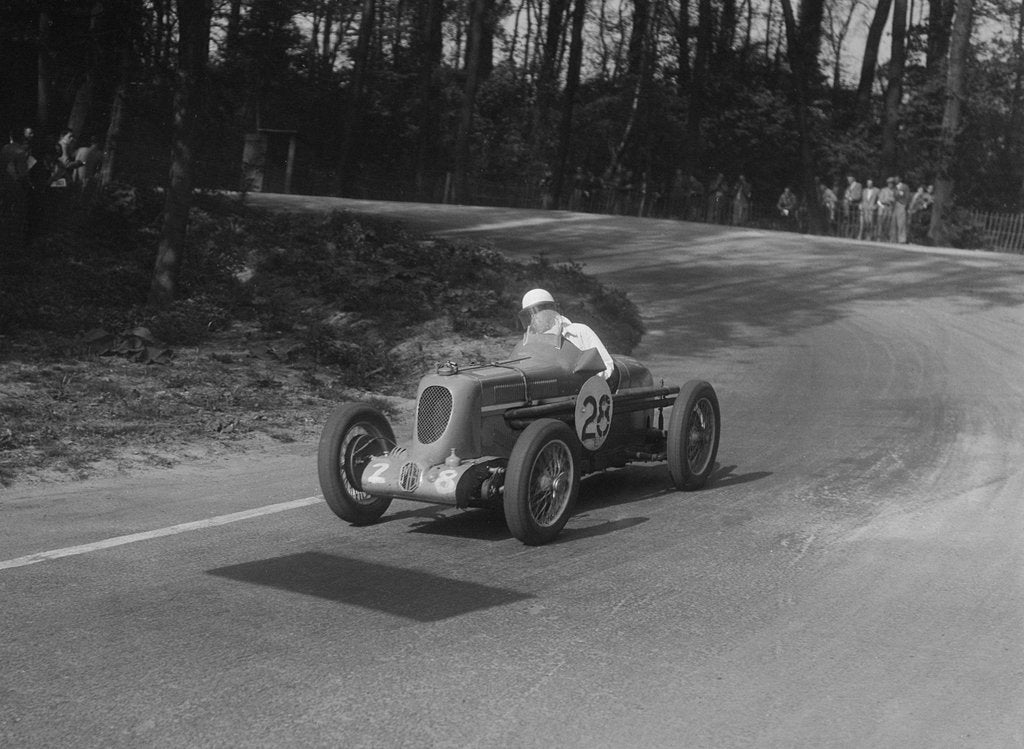 Detail of MG Q type of Kenneth Evans racing at Donington Park, Leicestershire, 1930s by Bill Brunell