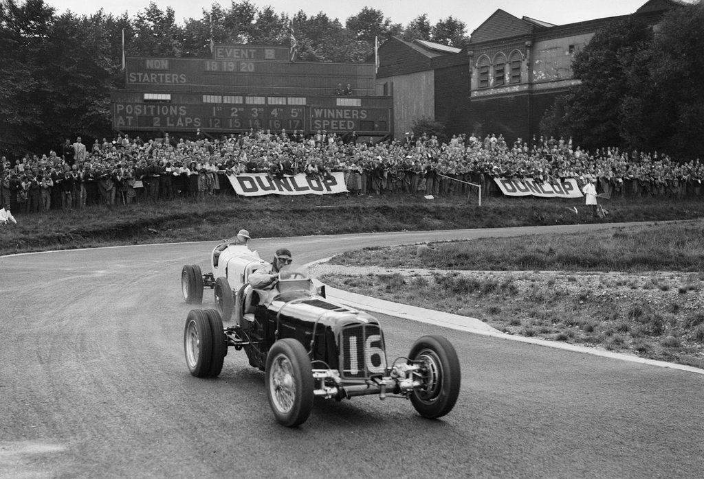 Detail of ERAs of Raymond Mays and Arthur Dobson racing at Crystal Palace, London, 1939 by Bill Brunell