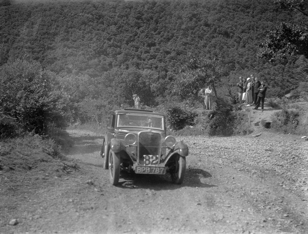 Detail of Singer 9 sports saloon competing in the Mid Surrey AC Barnstaple Trial, Beggars Roost, Devon, 1934 by Bill Brunell